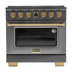 36 in. 5.2 cu. ft. Dual Fuel Range for Propane Gas in Titanium Stainless.