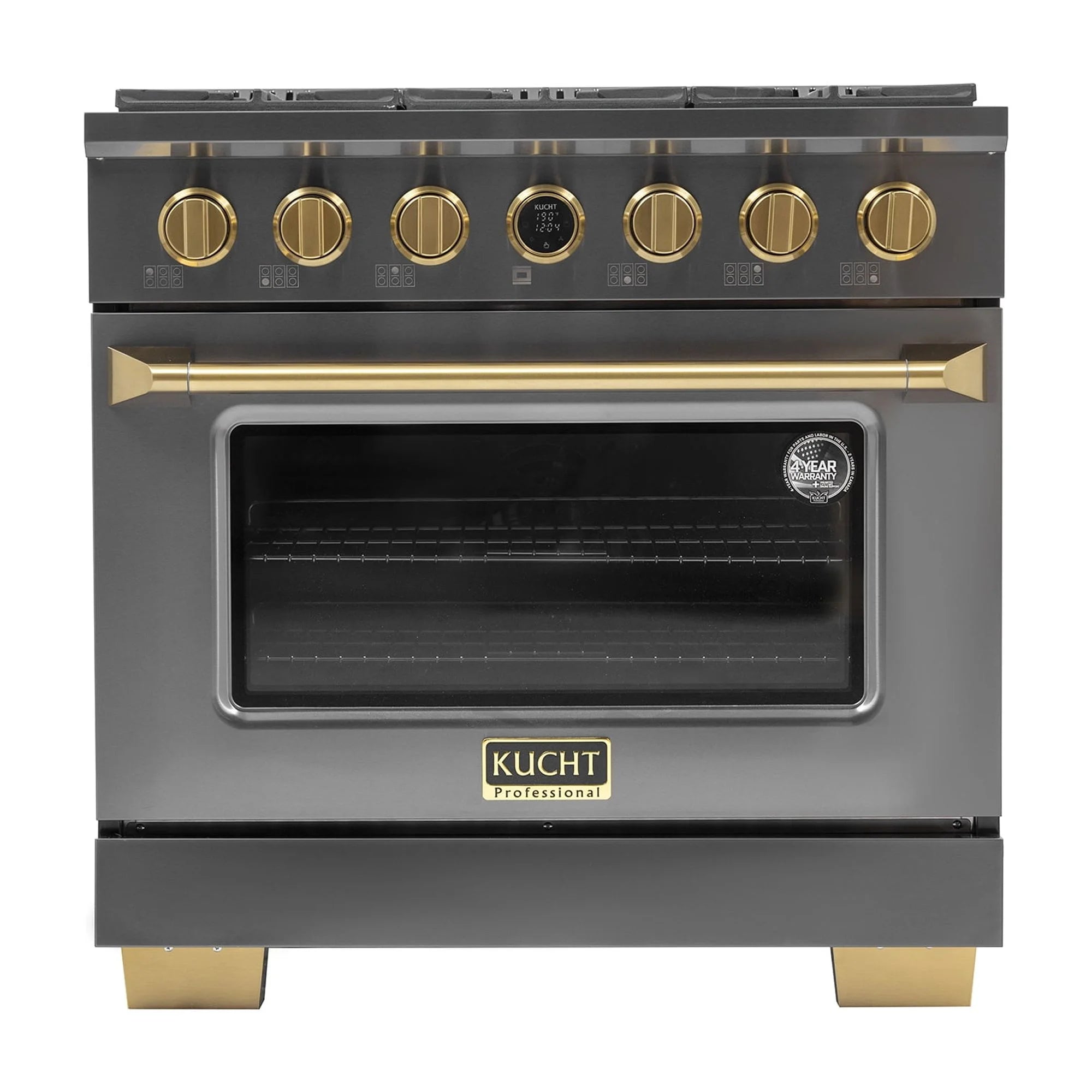 36 in. 5.2 cu. ft. Dual Fuel Range for Propane Gas in Titanium Stainless.