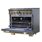 36 in. 5.2 cu. ft. Dual Fuel Range for Propane Gas in Titanium Stainless.