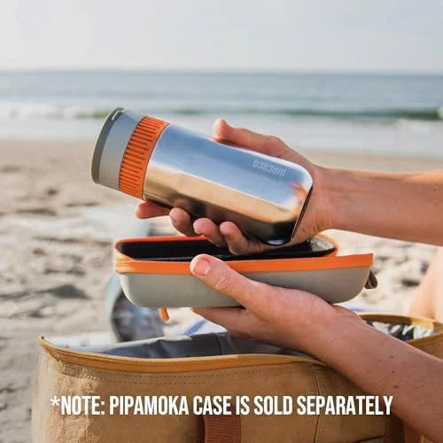 Pipamoka Portable Coffee Maker, Coffee brewer, All-in-one Vacuum Pressured .Insulated Travel Mug, Hand Powered and  Pressure Brewer, Stainless Steel Thermo Cup, 10 fl oz