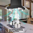 Island Range Hood 30-inch Kitchen 3-Speed Extractor Fan Vent Hood Airflow 900CFM