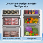BANGSON Upright Freezer, 7.0 Cu.ft Freestanding Freezer, Convertible Upright Freezer/Refrigerator, Single Door for Kitchen, Office, Apartment, Silver