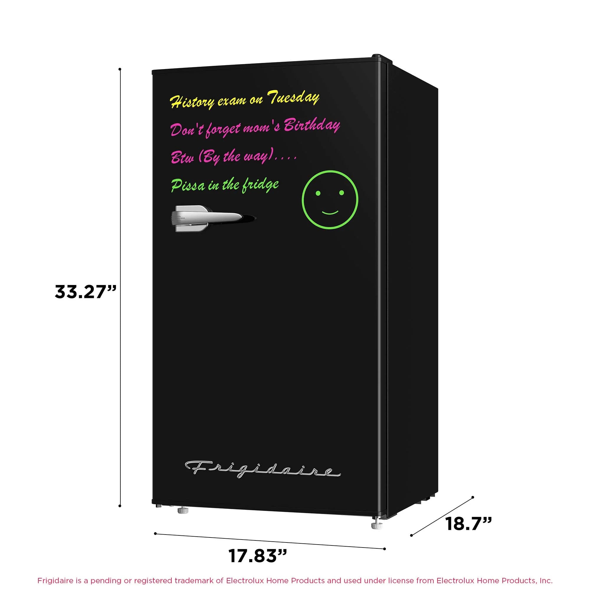 Frigidaire 3.2 Cu Ft Retro Dry Erase Compact Fridge, (EFR331-BLACK), Black