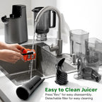 YPONE Cold Press Juicer, Masticating Juicer with 5.4" Wide Feed Chute, 350w Slow Juicer Machines Fit Whole Vegetables and Fruits,Juice Extractor Machine with High Juice Yield, Easy to Clean(Black)