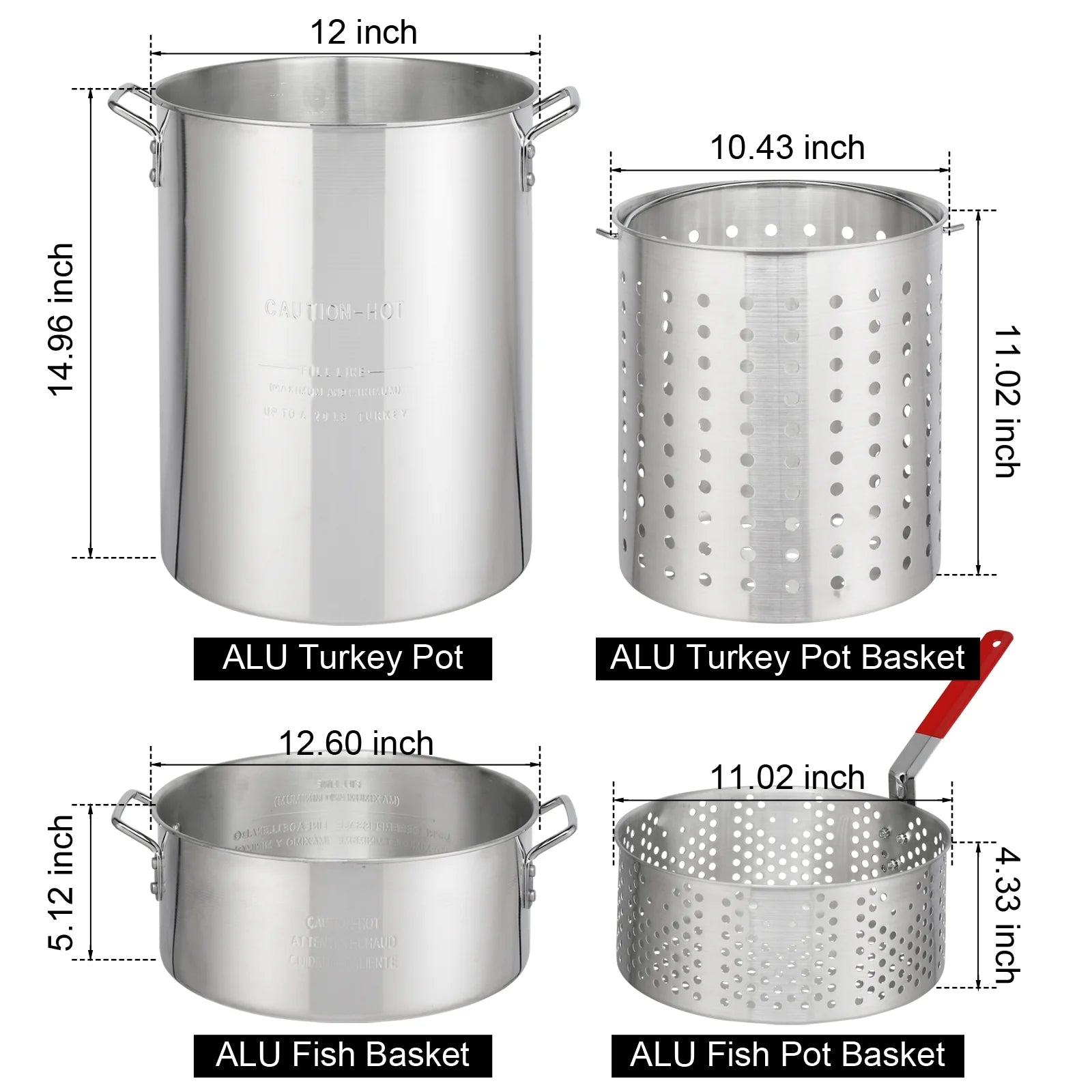 Qiushi 30QT Turkey Fryer Kit with 10QT Fish Pot, 54,000 BTU Outdoor Propane Gas Fryer Cooker, Includes Aluminum Pots, Basket, Poultry Rack, Thermometer for Frying, Boiling, and Seafood Cooking