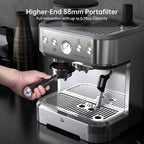 COZONY Espresso Machine 15 Bar, 2.5 L Water Tank, Semi Automatic Coffee Maker with Grinder, Milk Frother/Steam Wand, Italian Pump, All-in-One Espresso Machine, Stainless Steel, Silver