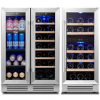 Yeego 30" Wine and Beverage Refrigerator,Two 15" Wine and Beverage Cooler Under Counter or Freestanding, Hold 33 Bottles and 80 Cans(Two Pack)