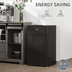Homiyad 3.2 Cu.Ft Mini Fridge with Freezer, Single Door Compact Refrigerator with Adjustable Thermostat, Shelf and Reversible Door for Bedroom, Dorm, Home Office, Energy Efficient, Black