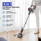 MOOSOO Stick Vacuum Cleaner, 4-in-1 Handheld Cordless Vacuum with Powerful Suction for Home Hard Floor Carpet Car Pet Hair, XL-618A