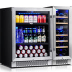 Yeego 30" Wine and Beverage Refrigerator,Two 15" Wine and Beverage Cooler Under Counter or Freestanding, Hold 33 Bottles and 80 Cans(Two Pack)