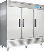DURING 72" Commercial Refrigerator Freezer Combo, 3-Door Solid Door Reach-In, 54 Cu.ft Upright Fridge Freezer