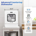 AIRMSEN 5-Place Settings Portable Countertop Dishwasher with 5L Built-in Water Tank, Ultra-Slim Dishwasher Upgrade 3 Spray Arms, 12H Delay Start and Salt Chamber Function, ZMW-DUHA01
