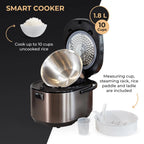 Buffalo White IH SMART COOKER, Rice Cooker and Warmer, 1 L, 5 cups of rice, Non-Coating inner pot, Efficient, Multiple function, Induction Heating (5 cups)