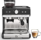 Espresso Coffee Machine with Grinder, 20 Bar Semi-Automatic Espresso Maker with Milk Frother Steamer Wand for Cappuccino, Latte, Macchiato, 2.8 L Water Tank, PID Temperature Control, Silver