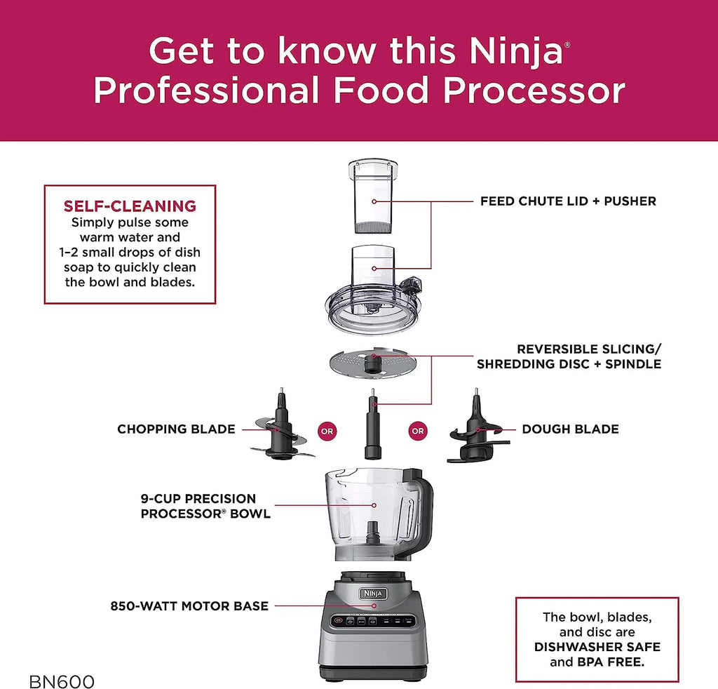 Restored Ninja Professional Plus Refurbished 9 Cup Food Processor, Silver (Refurbished)