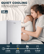Upstreman 3.2 Cu.Ft. Mini Fridge with Freezer Single Door Small Refrigerator Adjustable Thermostat Compact Fridge with Reversible Door, Low Noise, BR321 Black