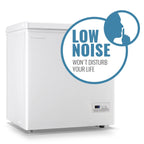 DEMULLER Chest Freezer 5.0 Cu. ft Removable Stainless Steel Basket Mini Freezer White YX-110