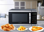 Farberware Countertop Microwave Ov 1100 Watts, 2.2 cu ft - Smart Sensor With LED Lighting and Child Lock - Perfect for Apartments and Dorms - Easy Clean Black Interior, Stainless Steel
