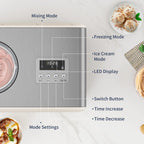 AIRMSEN 2.1 Qt Ice Cream Maker, No Pre-Freezing Electric Ice Cream Machine with Compressor and LCD Timer for Gelato, Frozen Yogurt, Sorbet, White