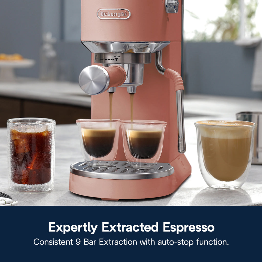 De'Longhi Dedica Duo Espresso Machine, Compact Size with Built in Frother for Latte Art, Brew Espresso, Cold Brew, Lattes & More, Stainless Steel