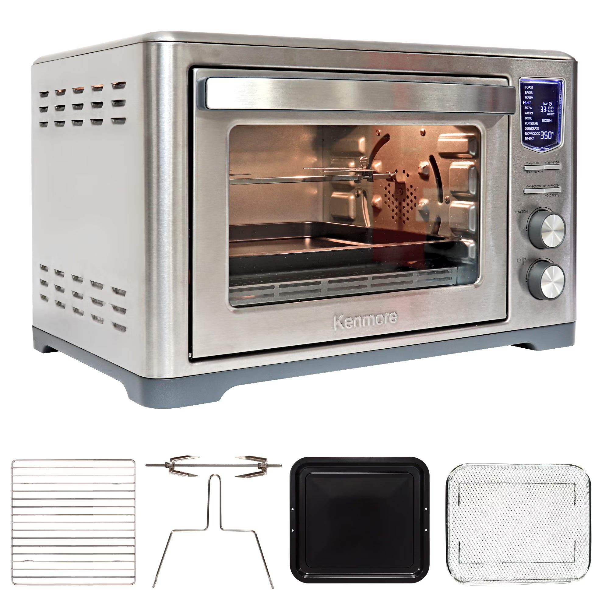 Kenmore 11-In-1 Digital Air Fryer Oven, 1700W Stainless Steel, 6-Slice Capacity