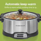 Hamilton Beach 6 Qt Programmable Slow Cooker, Stovetop Safe Nonstick Aluminum Crock with Removable Pot, Stainless Steel