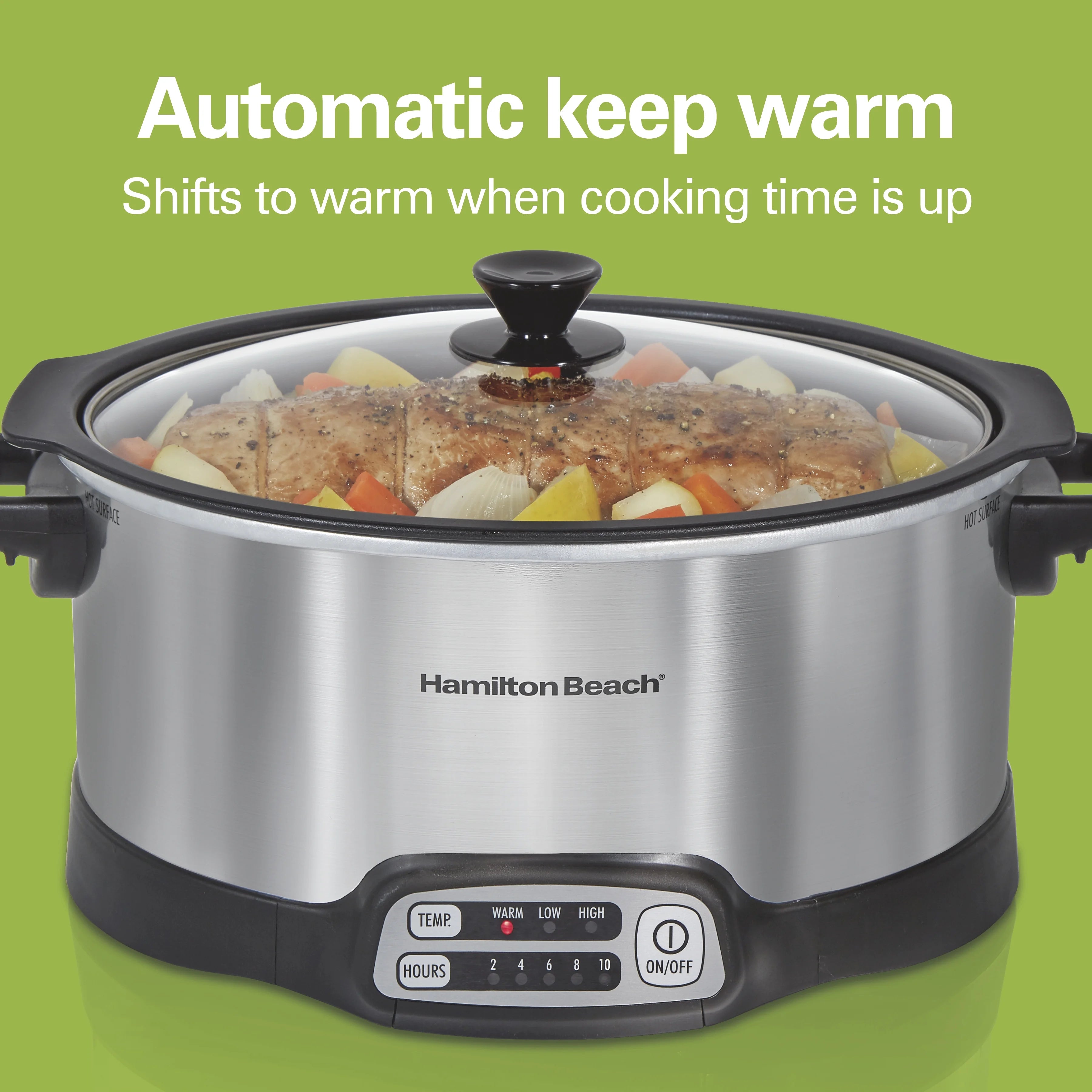 Hamilton Beach 6 Qt Programmable Slow Cooker, Stovetop Safe Nonstick Aluminum Crock with Removable Pot, Stainless Steel
