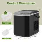 Costway Countertop Ice Maker Portable Ice Making Machine 6-13 Mins 9 Ice 26.5 lbs/24 Hrs Black
