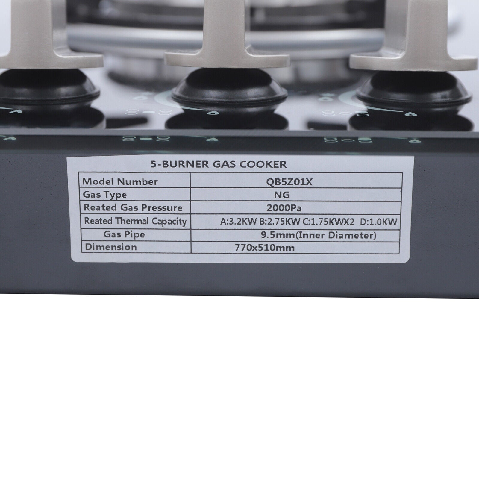 30"Gas Cooktop 5 Burners Gas Stove Cooktop NG Gas Stove Black for Kitchen