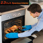 Empava 24 inch 10 Cooking Functions with Rotisserie Electric LED Display Touch Control Built-in Convection Single Wall Oven