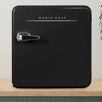 Open Box Magic Chef 1.6 Cu. Ft. Retro Mini Fridge with LED Light, Black, 34 lbs