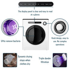 Dessiz 120V Portable Clothes Dryers 1000W Compact Dryer 1.7cu.ft Front Load Stainless Steel 12lbs Electric Dryers Machine with Exhaust pipe for Apartment,RVs,Dorms,Auto Stop and Easy Control