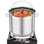 52QT Seafood Boiling Kit, 200,000BTU Propane Burner And Stainless Steel Crawfish Boil Pot w/Basket and Steamer Rack, For Outdoors Cooking and Steaming, Large Turkey Fryer Pot, Lobster Shrimp Pot
