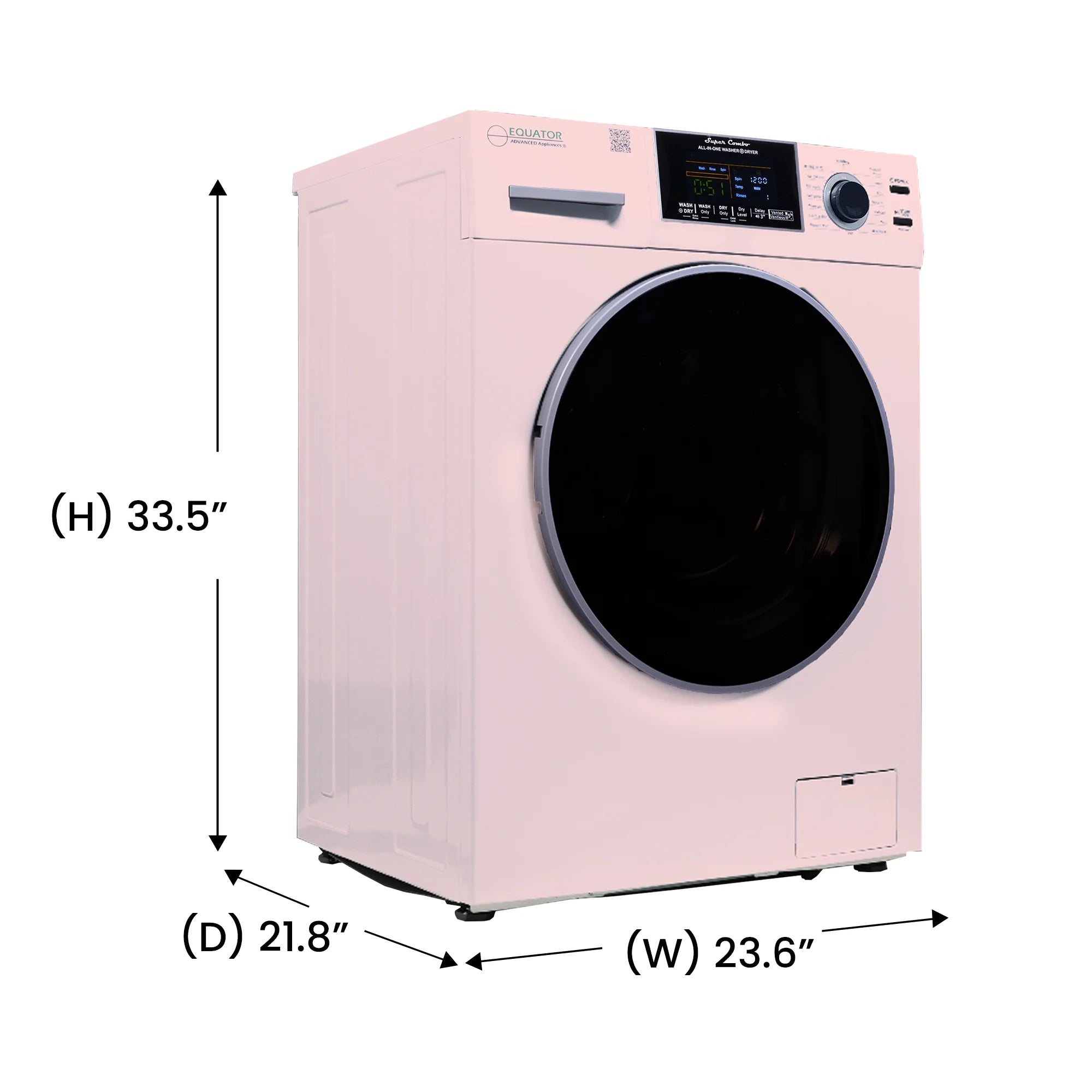 Equator All-in-One Washer Dryer VENTLESS/VENTED PET cycle 1.62cf/15lbs 110V in Pink