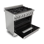 ZLINE 36 in. Professional 4.0 cu. ft. 4 Gas Burner/Electric Oven Range in Stainless Steel (RA36)