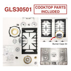FOTILE Tri-Ring Series GLS30501 30 Inch Pro Gas Cooktop with 56K total BTU on 5 Burners