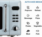 Countertop Microwave Oven with Push Button Control, LED Display, 700W 5 Power Levels, 8 Auto Menus, Glass Turntable and Child Safety Lock, 0.7-inch��Thunderbird Blue