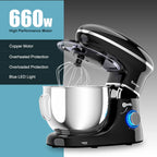 Costway 6.3 QT Tilt-Head Food Stand Mixer 6 Speed 660W wIth Dough Hook, Whisk & Beater Black