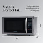 Farberware Stainless Steel Countertop Microwave Oven with Child Lock, 1.1 Cu Ft Black Stainless