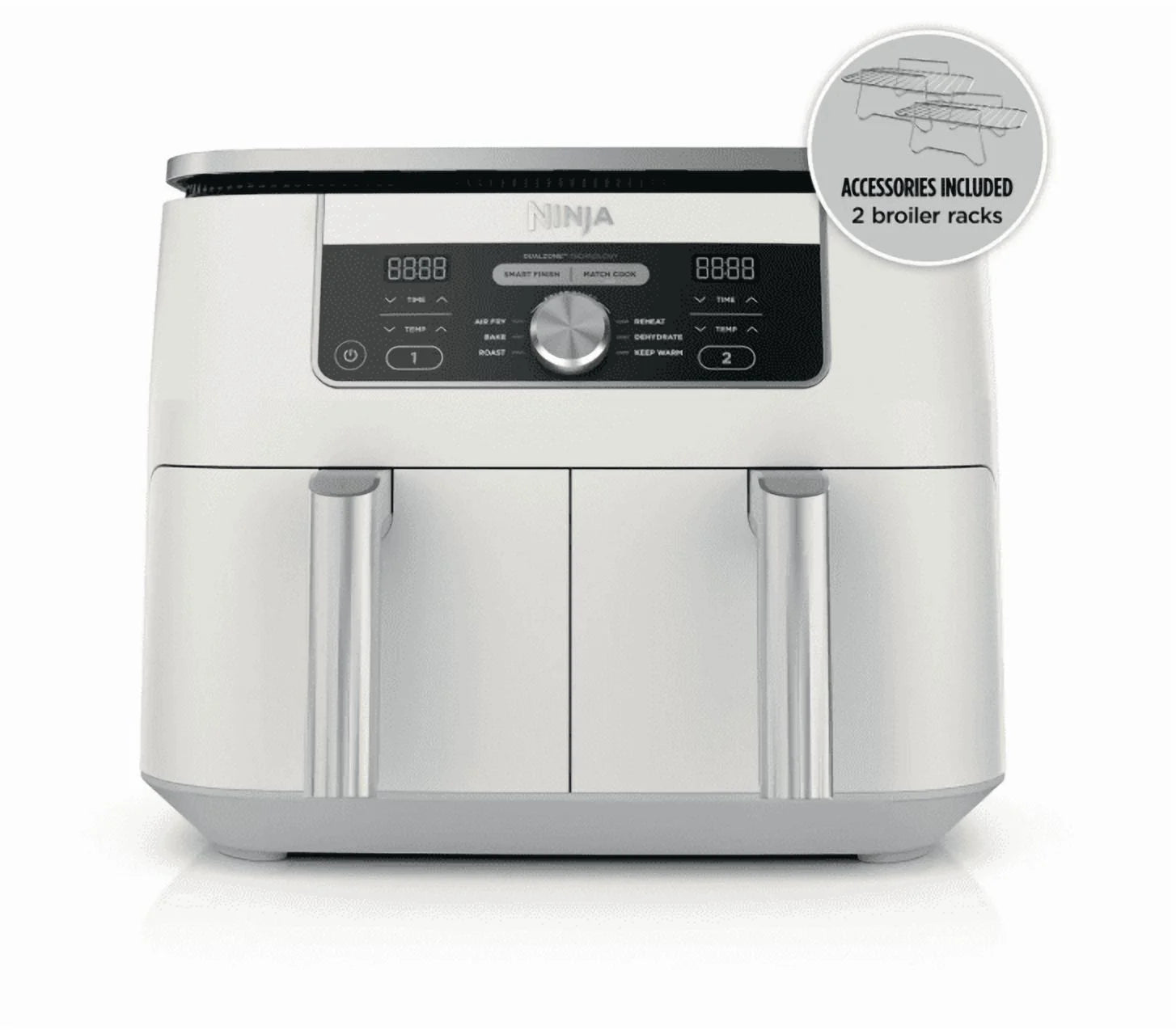 Ninja Foodi 6-in-1, 8 Quart 2-Basket Air Fryer with DualZone Technology -White