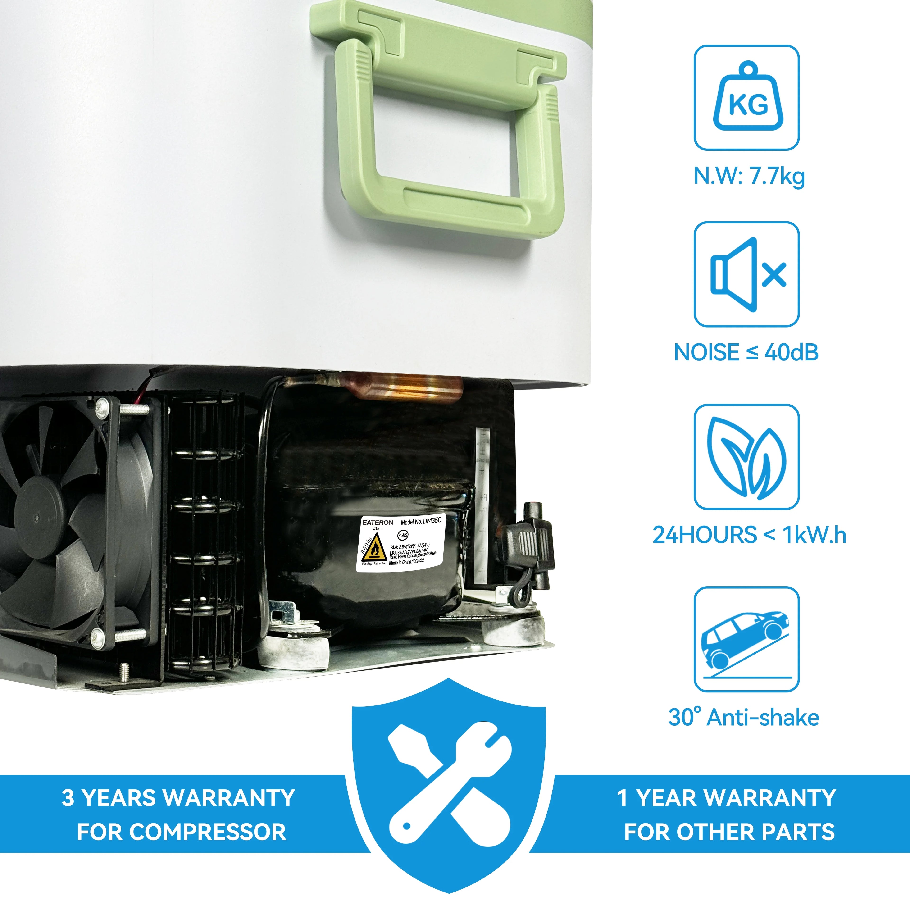 Portable Fridge 19 QT(18 Liter) 12 Volt Fridge Car Freezer Compressor Cooler 12/24V DC 110��240V AC for Camping Truck RV Boat & Home Use -18��~+15��