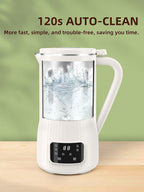 20 oz Nut Milk Maker - Multifunctional Automatic Almond, Equipped with 10 Blades, Suitable for Plant-Based, Oat, Soy, and Dairy, 12-Hour Timer/Auto Clean/Room Temperature/Keep Warm/Boil, hite.