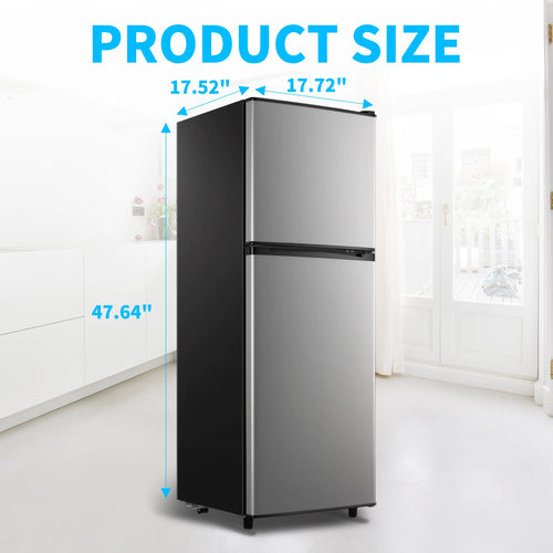 4.5 Cu. ft. Compact Refrigerator 2 Door with Freezer,5 Adjustable Thermostat & 4 Removable Glass Shelves