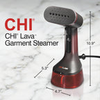 CHI LAVA Ceramic Plate Garment Steamer for Clothes with Fabric Brush, 2 Steam Modes, 1600 Watts, Red