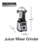 Hamilton Beach Professional 2.2 HP 120V Juicer Mixer Grinder with 3 Stainless Steel Jars, 1.5 Liters, Model 58770
