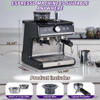 COZONY Espresso Machine 15 Bar, 2.5 L Water Tank, Semi Automatic Coffee Maker with Grinder, Milk Frother/Steam Wand, Italian Pump, All-in-One Espresso Machine, Stainless Steel, Silver