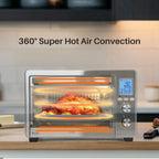 LNC  12-In-1 Large 34QT Countertop Toaster Oven Convection Rotisserie Air Fryer - 19.5" L x 15" W x 12.5" H Silver