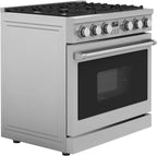 36 In. 6.0 Cu. Ft. Gas Freestanding Range with 6 Sealed Burners Gas Cooktop, Cast Iron Grates and Primary Convection Oven In Stainless Steel