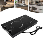 Electric Ceramic Cooktop with Timer,2 Burners Built-in Radiant Electric Stove Top with Child Safety Lock,24 Inch Electric Cooktop with Sensor Touch Control (9 Power-2 Burners)