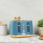 Haden Dorchester 4 Slice Wide Slot Toaster with Control Knob, Stone Blue